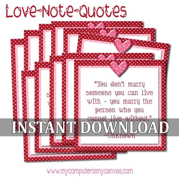 Valentine Love  Note  Quotes  Printable INSTANT DOWNLOAD