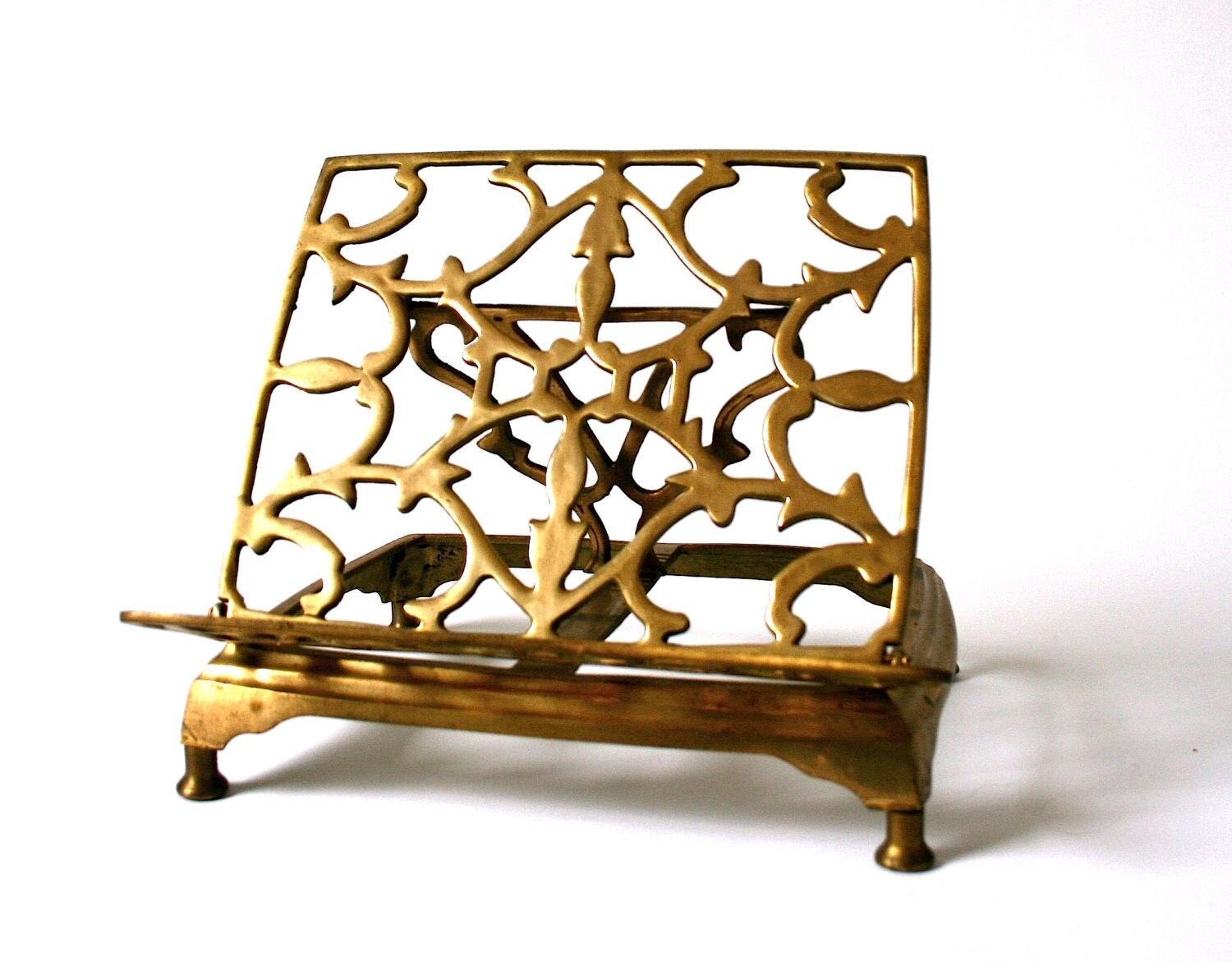 Vintage Brass Filigree Book Stand Music Stand Book