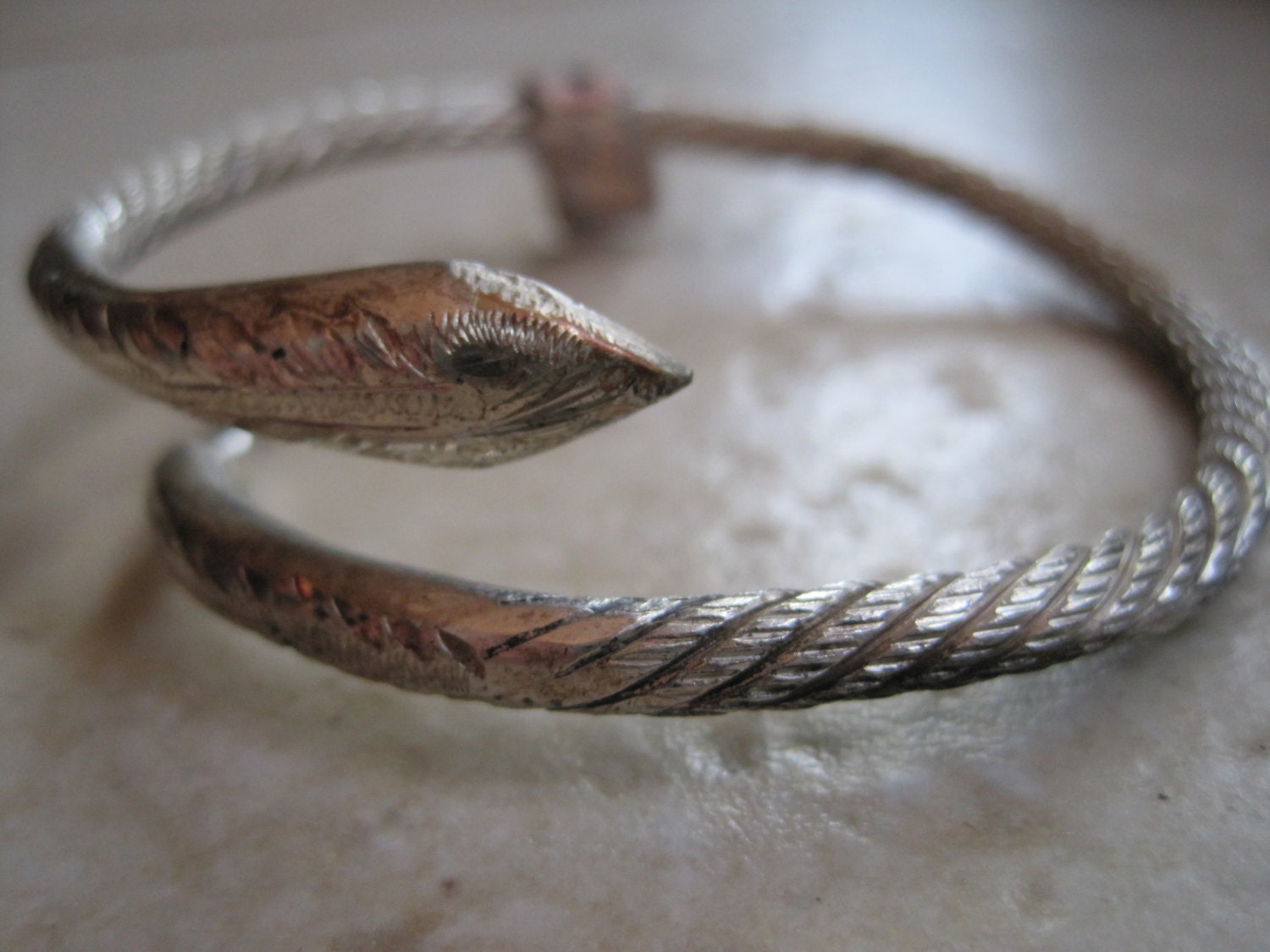 Vintage Egyptian Snake Bracelet 800 Silver Serpent Bangle