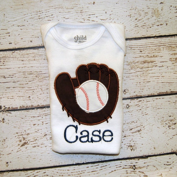 Items similar to Personalized Custom Baseball Glove embroidered shirt