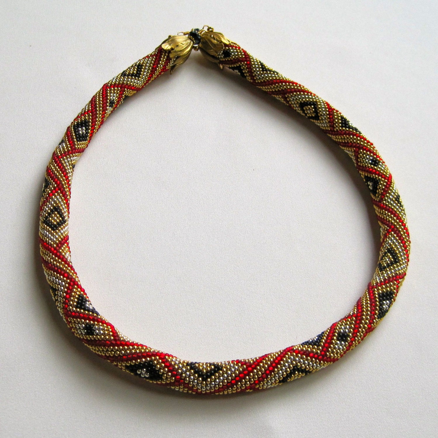 Bead Crochet Necklace Pattern Diamonds Royale Bead Crocheted