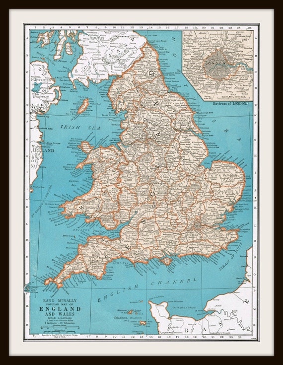 Antique Map ENGLAND & EUROPE 1947 Map Page