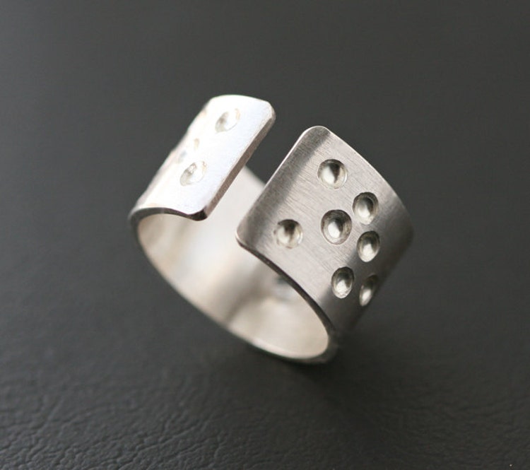 Silver Cuff Ring Adjustable Wide Band Open by CoriluDesigns