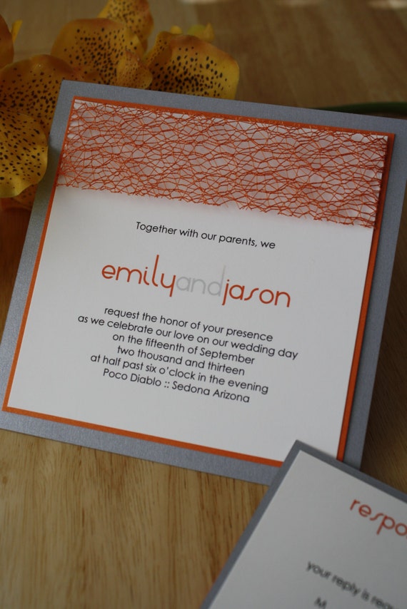 Orange And Silver Wedding Invitations 5