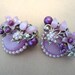 SALE - Vintage Rhinestone Moonglow Lucite Bead Flower Earrings