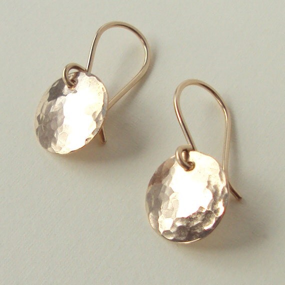 Small Gold Disc Earrings Hammered 14k Goldfilled by TeresaHurley