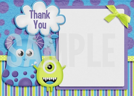 Little Monster Baby Shower Thank You Card Il_570xn
