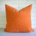 Pumpkin Orange Velvet Throw Pillow Cover Geometric - Vintage Modern Eclectic - Art Deco - Glam Decor