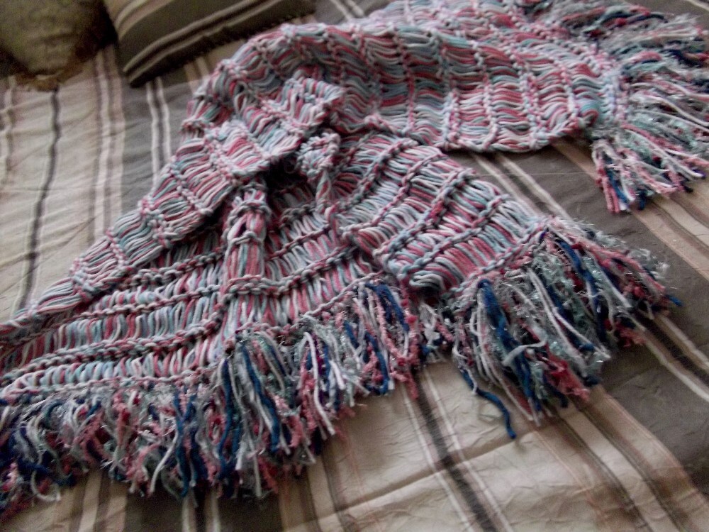 Afghan Purple Afghan Knit Blanket Afghan with Short Fringe