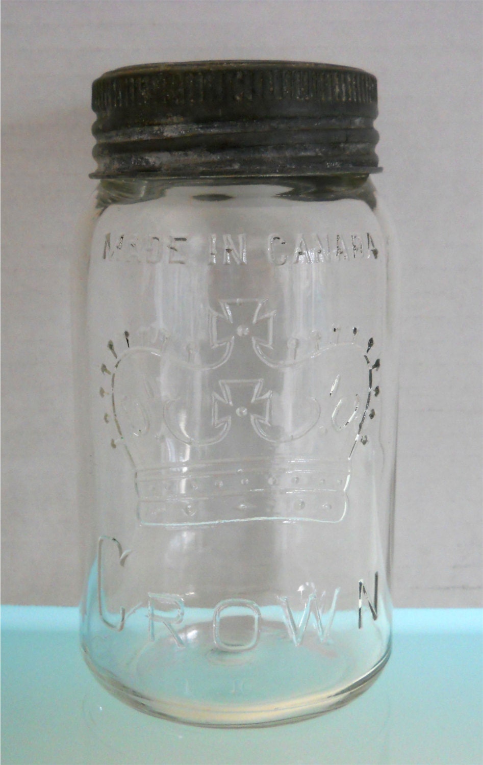 1935 Crown Clear Glass Canning Jar Made In Canada