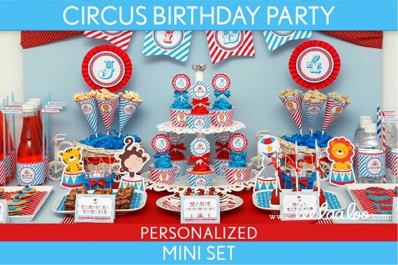 Circus Birthday Party Package Collection Set Mini Personalized Printable // Circus Carnival - B31Pz1 Il_570xn