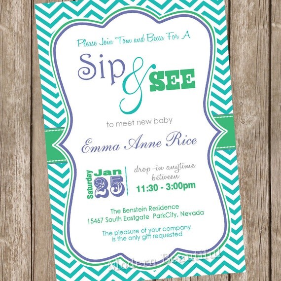 neutral sip and see baby shower invitation chevron baby shower invitation teal green chevron neutral sip and see baby shower invitation chevron baby shower invitation teal green chevron