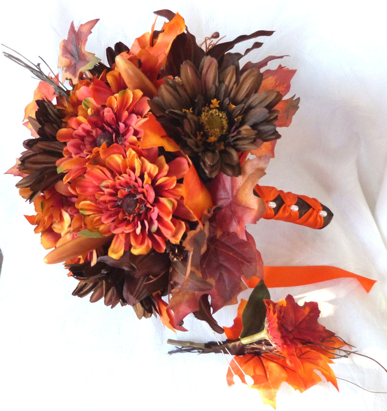 Fall colors Bridal bouquet silk flower wedding bouquet shades