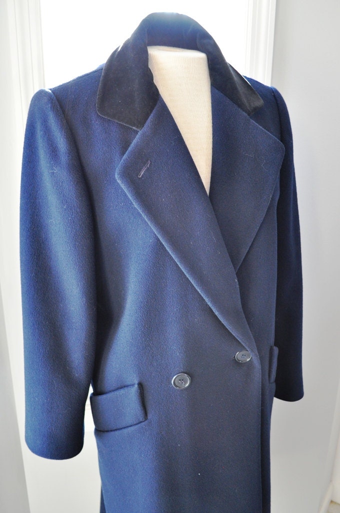 Vintage Navy Blue Wool Coat Petite Winter Coat by JG HOOK