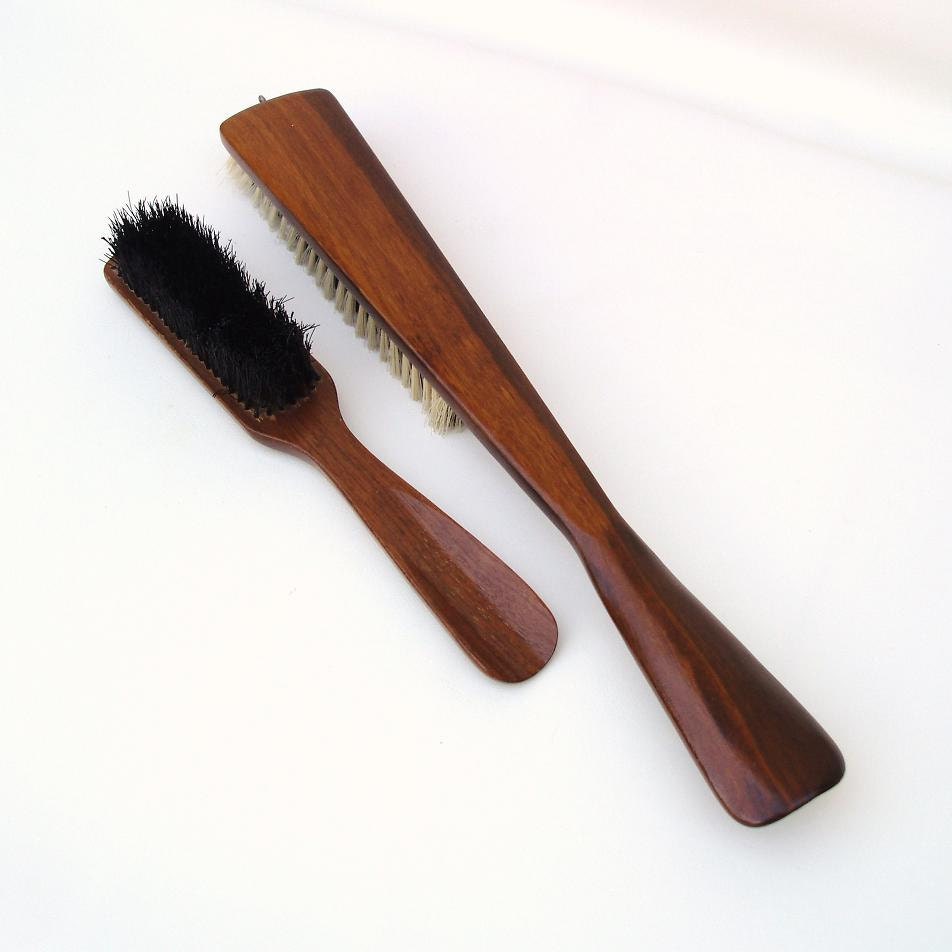 Vintage Wooden Brushes Wood Shoe Horn Mens Valet Clothes Brush