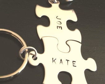 Boyfriend Gift, Puzzle key chains, love key chains, his and hers key chains, custom key chains, puzzle