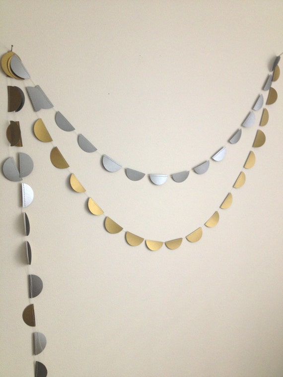 Silver and Gold Bunting paper garland party decoration home