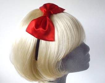 Red Headband, Red Bow Headband, Red Bow Aliceband, Red Hair Bow, Red Hair Accessories