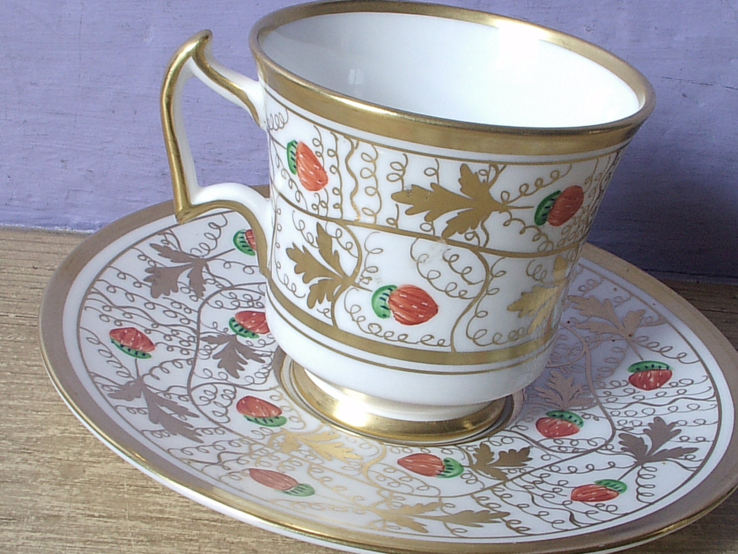 Antique Gold and white tea cup set Royal Chelsea by ShoponSherman