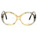 vintage 60s glasses yellow gray plastic tiger stripe 1960 Carita Paris bugeye eyeglasses frames Lucky 7