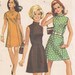 1969 Size 12 Bust 34 Dress sewing pattern stand up collar front seam interest Miss Simplicity 8588
