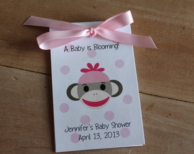 Sock Monkey Baby Shower 1st 2nd 3rd 4th Birthday Party Personalized Flower Seeds Packets Party Favors SALE CIJ Christmas in July