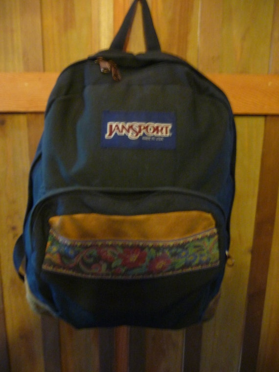 JANSPORT Backpack Vintage Jansport Black with Floral