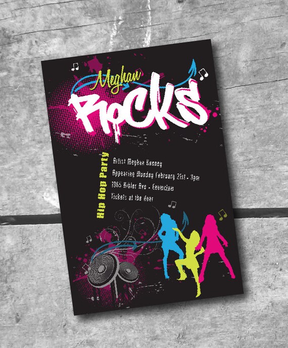 Items similar to Hip Hop Party Invitation - Printable Party by Itsy ...