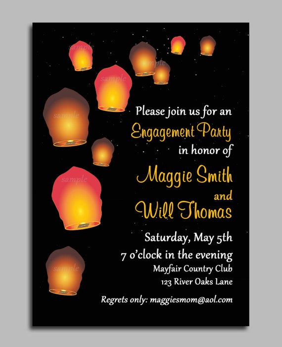 Sky Paper Lantern Invitation Printable or Printed with FREE SHIPPING - Wedding, Rehearsal Party, Shower, Adult Birthday - ANY Occasion Il_570xn