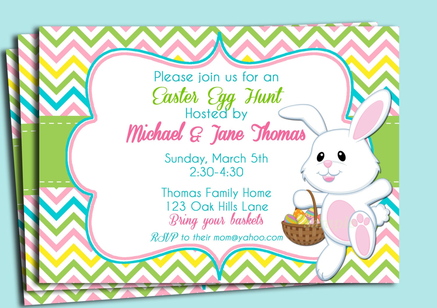Easter Chevron Invitation Printable or Printed with FREE
