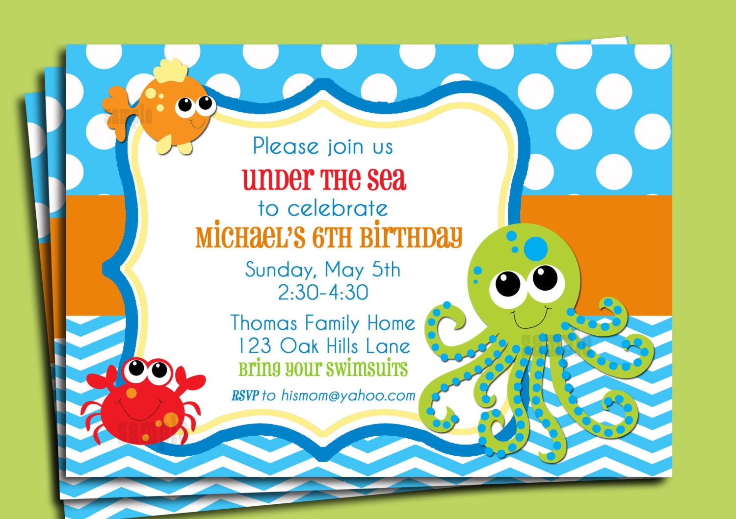 Free Under The Sea Invitations Templates 2