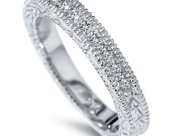 vs 35ct diamond vintage antique wedding ring anniversary band 14k white gold size 4 - Antique Wedding Ring vs 35ct diamond vintage antique wedding ring anniversary band 14k white gold size 4 - Antique Wedding Ring