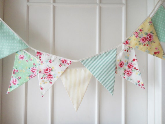 Spring Time Bunting Fabric Banners Wedding Bunting by BerryAlaMode