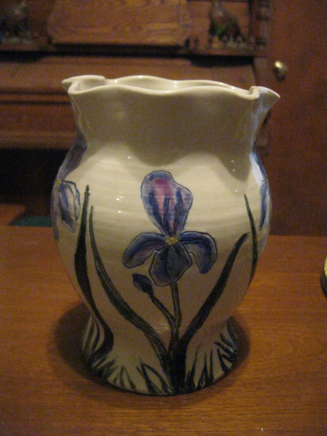 Pottery Porcelain Iris Vase