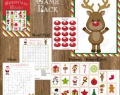 INSTANT DOWNLOAD Sale 50% off Christmas Game Pack Party PRINTABLE Bingo pin the nose on rudulph maze word find memory Il_170x135