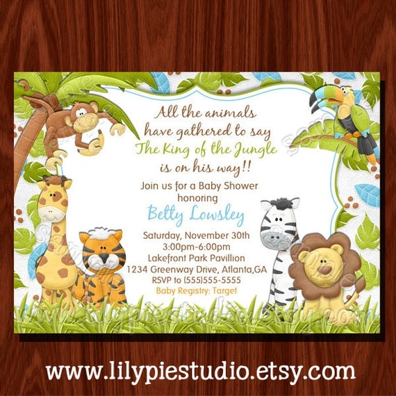 Blank Jungle Theme Baby Shower Invitations 6