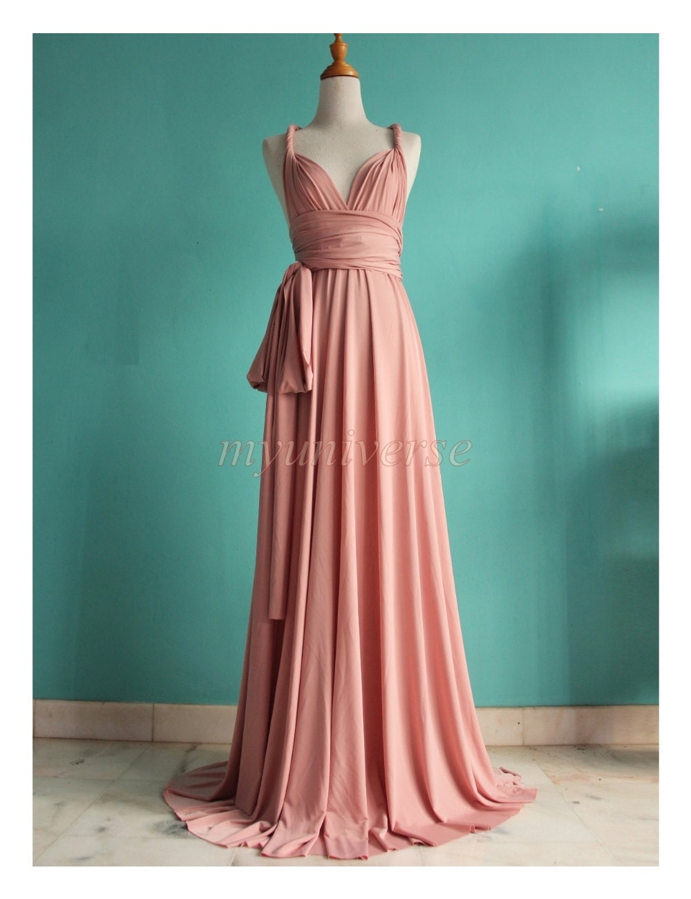 Pink Wedding Bridesmaid Dress Wrap Convertible Dress by myuniverse