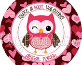 PINK and BROWN VALENTINE Owls favour tags/ stickers - U Print - also available printed - 3 to choose Il_170x135