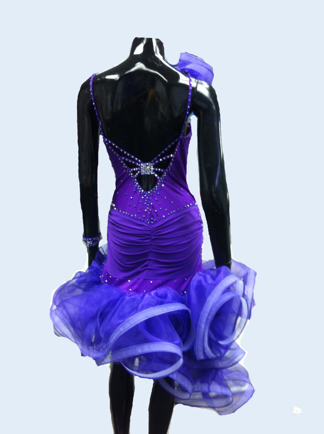 Purple Dance Dress Latin With Ruffle Skirt