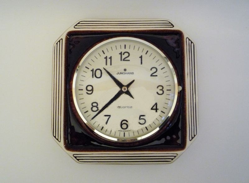 Vintage German Ceramic Wall Clock from Junghans