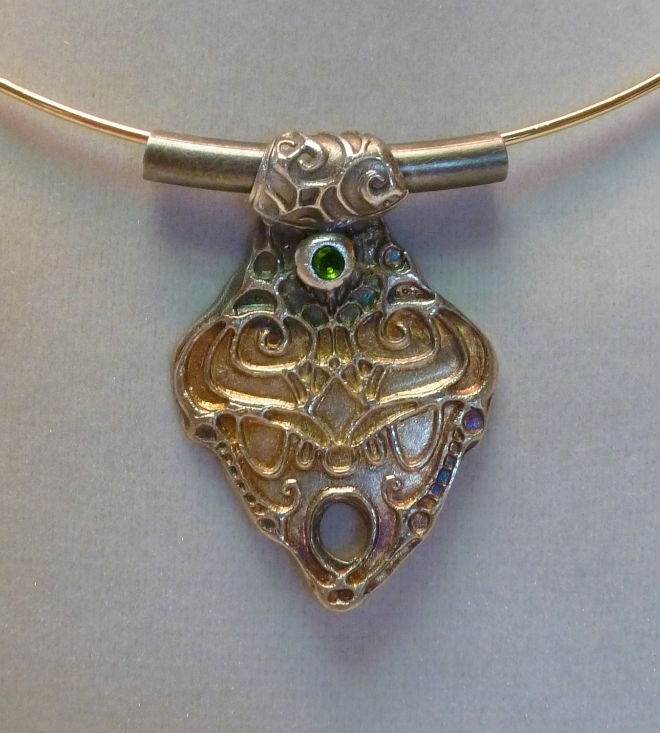 Handcrafted Fine Silver .999 Pendant with Natural Chrome