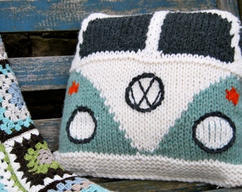 Pattern - Knit a Splitty Campervan (Kombi) Cushion Cover (Based on the VW Volkswagen Bus)