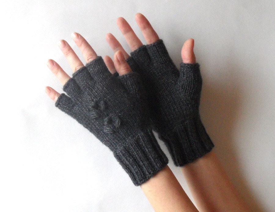 Half Cut Fingers Gloves Knit Fingerless Gloves Wool by Aimarro