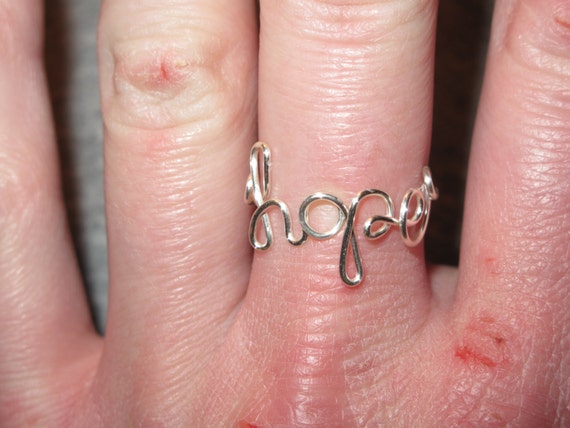 Wire Wrapped Adjustable HOPE Ring MADE to ORDER by 1ofAkinds