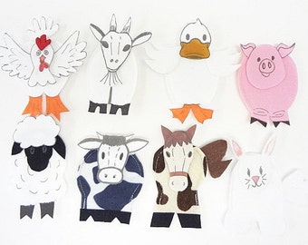 Farm animal puppets | Etsy