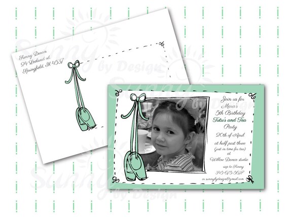 Ballet/ Dance party (photo insert) printable invitation and envelope Il_570xn