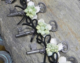 Vintage Skeleton Key Boutonniere - Made To Order