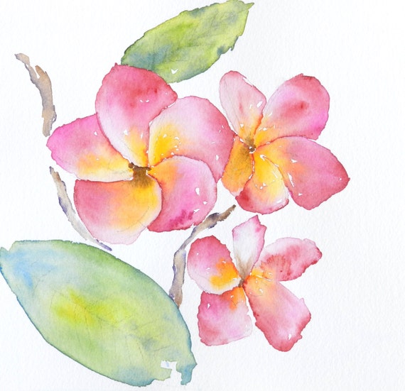 Items similar to Plumeria Watercolor Print, Watercolor Prints, Art ...