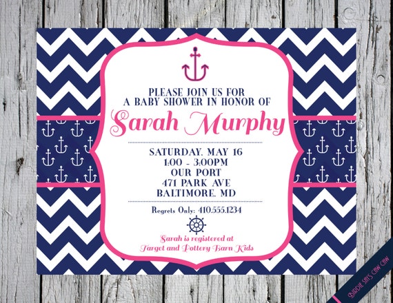 Anchors Away Nautical Baby Shower Preppy Printable Invitation ...