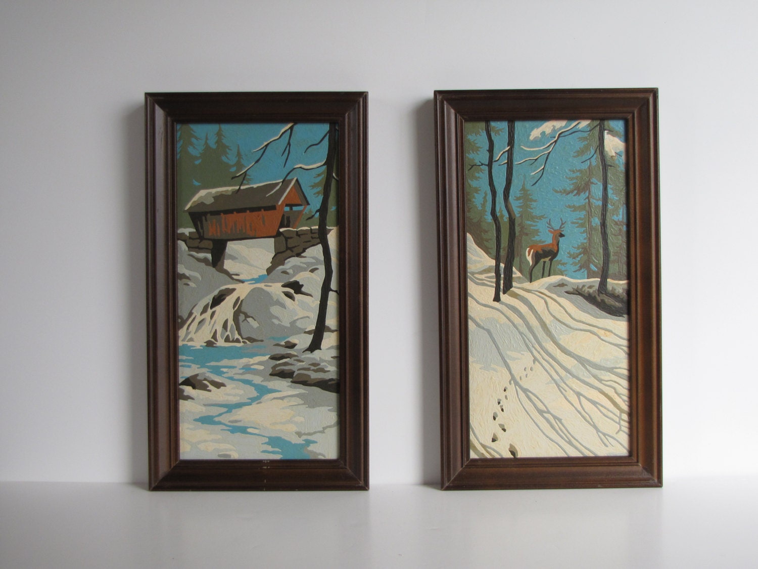Vintage Set of Winter Scenes Wall Art in by